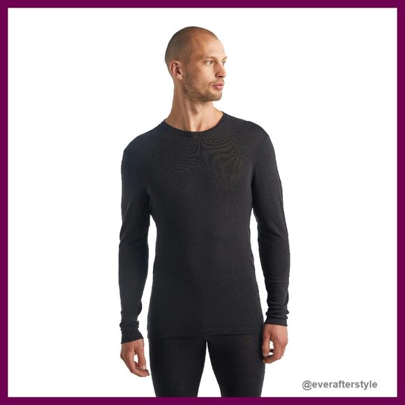 Merino Wool Long Sleeve Crew Base Layer Slim Fit Activewear Classic